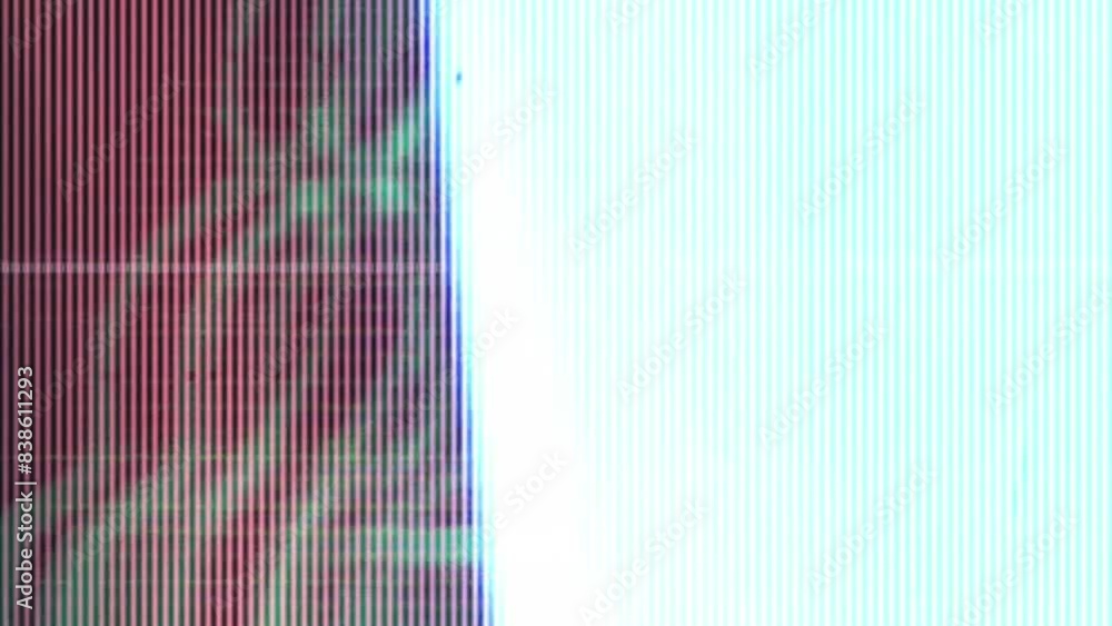 Poster television or computer screen with green distorted lines animation, glitches, static and distortion 