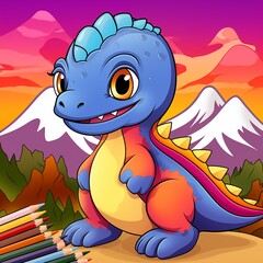 Obraz premium Coloring page cute dinosaur
