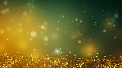 Gold and green gradient bokeh lights background