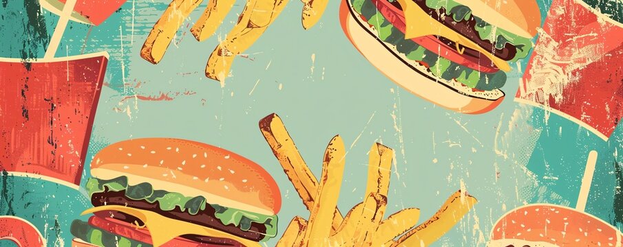 Retro Burger and Fries