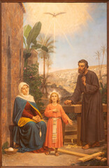 PERUGIA, ITALY - MAY 16, 2024: The painting of Holy Family in the church Cattedrale di San Lorenzo (St. Lawrece cathedral) by Ludovico Caselli (1896). © Renáta Sedmáková