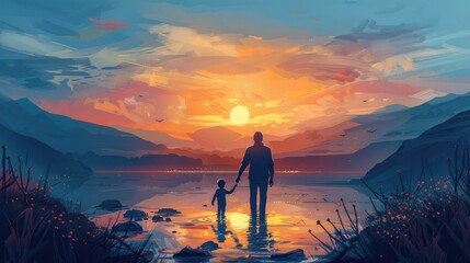 an illustrated header hero background image for a website about connecting dads 