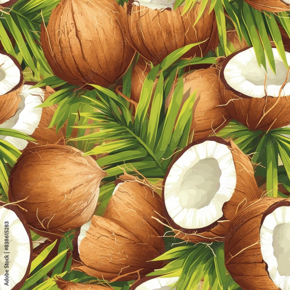 Wall mural 2D texture with coconuts - Wall murals