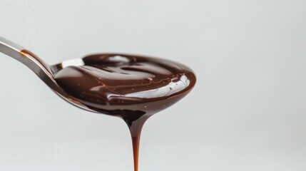 Macro Shoot of Melted Chocolate on A Spoon