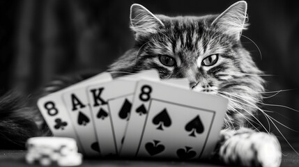 cat playing cards