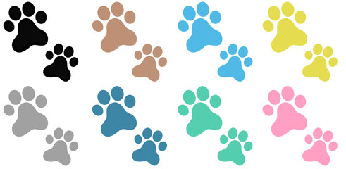 肉球マークの可愛い手書きシンプルなアイコンセットイラスト