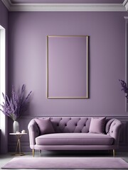 Luxury Living Room in Dusty Purple with Lavender Mauve Furniture - Modern Minimal Interior Design

