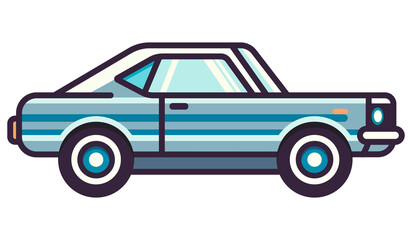 Fototapeta premium Vintage blue car icon. retro automobile illustration.