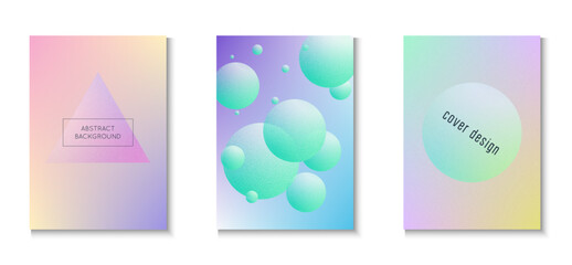 Holographic Poster. Vibrant Elements. Digital Placard. Pink Texture Gradient Set. Grainy Abstract Shape. Geometric Neon Template. Minimal Background. Blue Holographic Poster