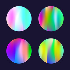 Hologram abstract backgrounds set. Holographic gradient. Hipster hologram backdrop. Minimalistic 90s, 80s retro style graphic template for book, annual, mobile interface, web app.