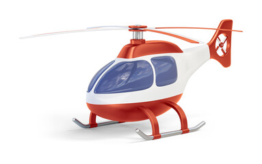 Helicopter with orange decor isolated on transparent background. 3D render left front view