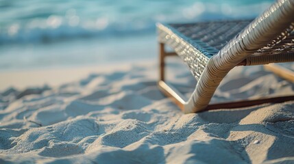 Wicker Beach Chair on White Sand Beach During Summer
