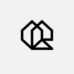 R or OR Geometric Hexagonal Real Estate Logo