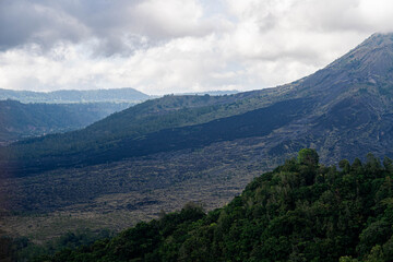 Mountain landscape with house and agricultural fields