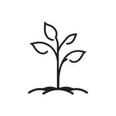 Seedling tree growing icon. Black nature green vector design.