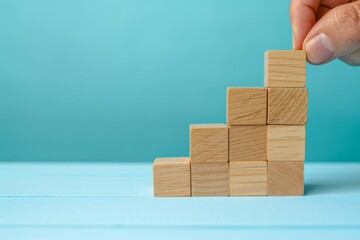 hand stacking wooden blocks in a geometric shape