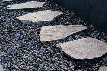 Close-up of dark gravel stones