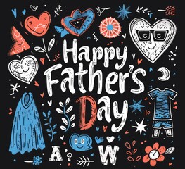 Naklejka premium Vector set of happy father's day lettering typography designs and graphic elements for poster, card or tshirt