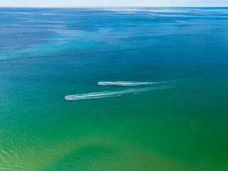 Aerial view drone shot of Tropical sea in Phuket thailand,Beautiful sea surface background