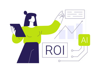ROI and Attribution Analysis with AI abstract concept vector illustration.