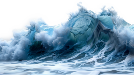 Ocean wave. Sea water waves with white foam, powerful blue ocean wave cut out on transparent background. Beautiful splashing waves on transparent backdrop