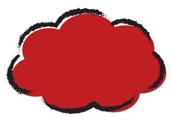 クレヨンタッチのもくもく吹き出しフレーム/赤・版ずれ