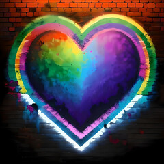 heart graffiti on a brick wall