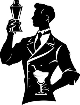 recommend clip art: Silhouette of Bartender with a Shaker and Cocktail