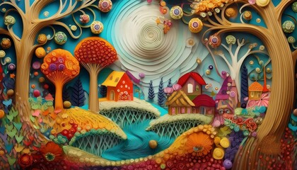 Fototapeta premium beautiful autumn landscape in wonderland