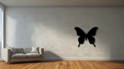Wall art with butterfly silhouette for wall decor