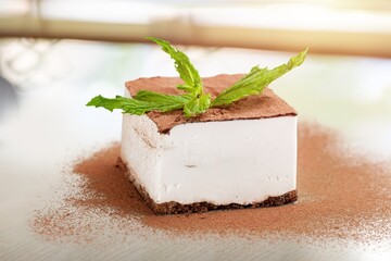 Tasty fresh sweet tiramisu cake, dessert