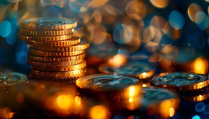 A golden globe illuminated with blockchain code patterns against a dark, sleek backdrop symbolizing the convergence of traditional wealth and modern digital finance