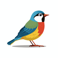 Obraz premium Spring bird. Beautiful birdie sits on branch. Colored flat vector illustration isolated on white background.