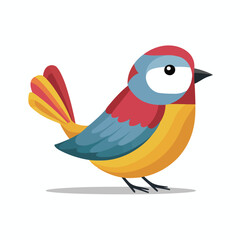 Fototapeta premium Spring bird. Beautiful birdie sits on branch. Colored flat vector illustration isolated on white background.