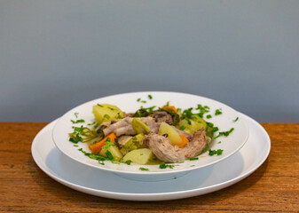 Healthy food, chicken soup with vegetables