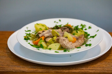 Healthy food, chicken soup with vegetables