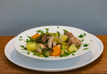 Healthy food, chicken soup with vegetables