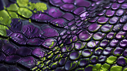 Fototapeta premium Purple and green reptile or snake skin texture. Beautiful animal skin background. 