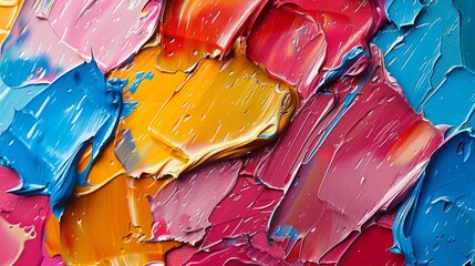 Close-up of bold, vibrant strokes of oil paint on canvas creating a visually striking abstract texture