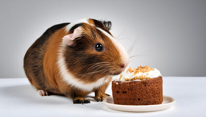 Guinea Pig Indulging in Cake