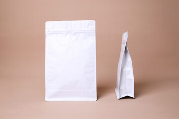 Blank White Food Packaging Front And Side View For Advertisement