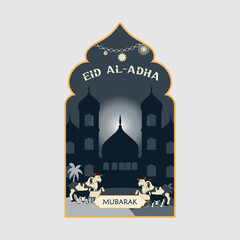 Naklejka premium Eid al - adha badge logo vector graphic illustration on background
