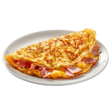 ham and cheese omelette isolated on transparent background. generative ai