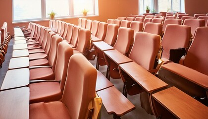 Empty seats in a conference hall seminar room auditorium or classroom