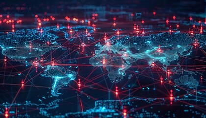 Fototapeta premium A cyber attack map showing realtime global threats and attacks