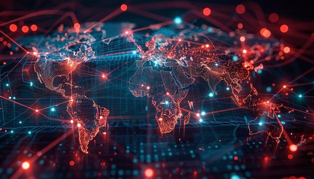 A cyber attack map showing realtime global threats and attacks