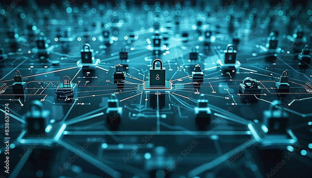 Aufkleber a network of interconnected devices vulnerable to cyber attacks