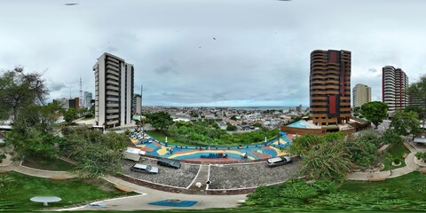 360 aerial photo taken with drone of Mirante de São Gonçalo on overcast afternoon in Maceió, Alagoas, Brazil