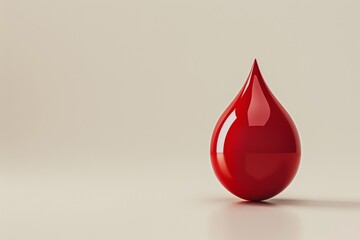 Fototapeta premium Blood drop on gray background symbolizing World Blood Donor Day