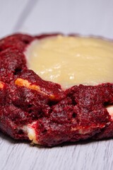 NY Style homemade red velvet cookies macro close up